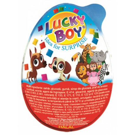 Žaislas ir kramtomoji guma mažame kiaušinyje LUCKY BOY 15g