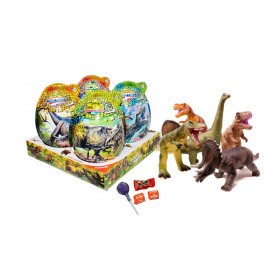 Plastikinis kiaušinis su ledinuku, susikramtomu sald, kr. guma ir žaislu SUPER BIG DINOSAUR TOY EGG 20g