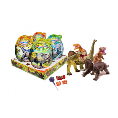 Plastic egg with lollipop, cheing candy, bubble gum and toy SUPER BIG DINOSAUR TOY EGG 20g