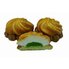 Biscuits with protein cream and kiwi flavor filling partially iced with milk-cocoa glaze SCREWS 1,3 kg