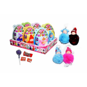 Plastic egg with lollipop, cheing candy, bubble gum and toy SOFT MASCOT PLASTIC EGG 20g