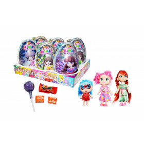 Plastic egg with lollipop, cheing candy, bubble gum and toy LITTLE PRINCESS PLASTIC EGG 20g