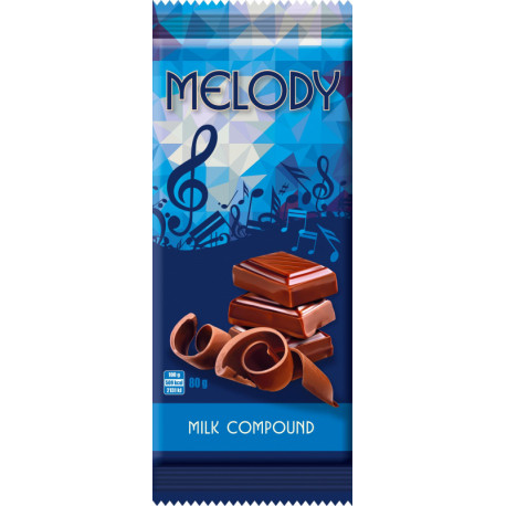 Saldžioji plytelė MELODY MILK COMPOUND 80g