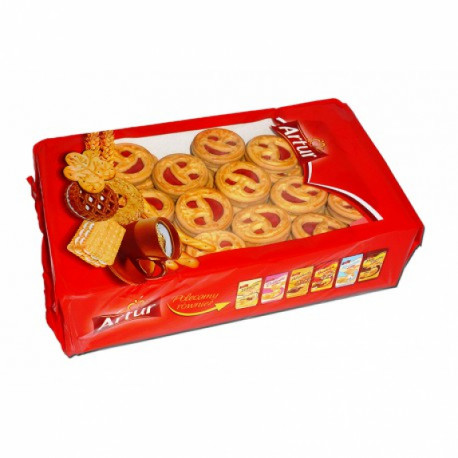 Biscuits with cherry-flavored jelly filling SMAJLI CHERRY 1,5kg.