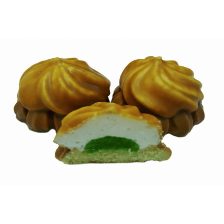 Biscuits with protein cream and kiwi flavor filling partially iced with milk-cocoa glaze SCREWS 400g