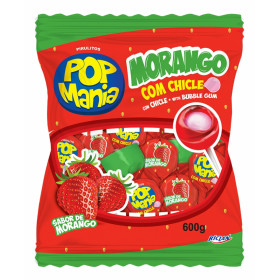 Lollipops with bubble gum on a stick POP MANIA STRAWBERRY 12g