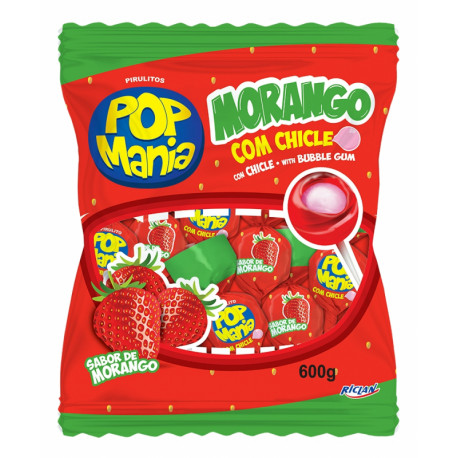 Ledinukai su kramokma guma ant pagaliuko POP MANIA STRAWBERRY 12g