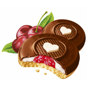Chocolate biscuit with cherry jelly and cream filling PASSION CHERRY 650g.