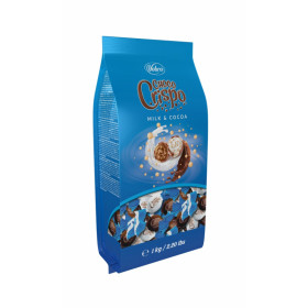 Pieninio ir balto šokolado saldainiai įdaryti kakavos ir pieniniu kremais bei traškučiais CHOCO CRISPO 1kg.