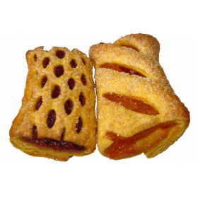 Sluoksniuotos tešlos sausainiai su apelsinų ir aviečių skonio įdarais VAISIŲ MIX 1,6 kg