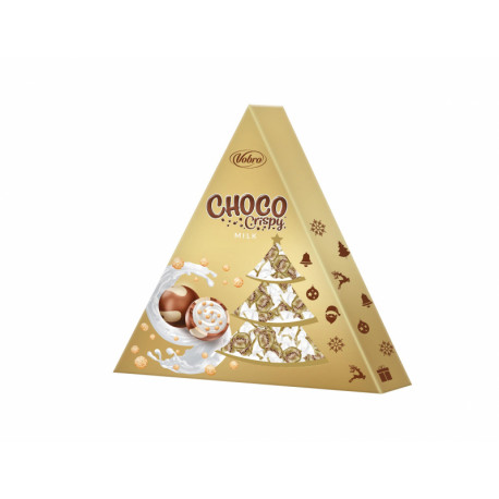 Pieninio šokolado saldainiai su įdaru ir traškučiais CRISPO CHOCO 112g.