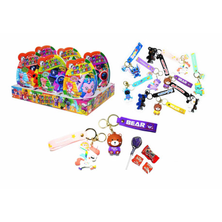 Plastic egg with lollipop, cheing candy, bubble gum and toy MY COOL KEYCHAIN EGG 25g