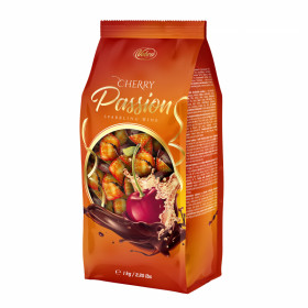 Chocolate candies with cherries in sparkling wine. CHERRY PASSION SPARKLING WINE 1kg.