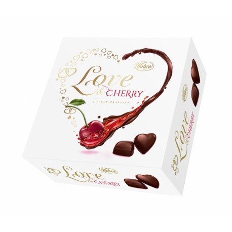 Šokoladiniai saldainiai su vyšniomis mirkytomis alkoholyje LOVE & CHERRY 45g.