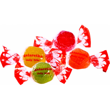 Raspberry orange lemon and apple flavored jelly candies with filling JOLLY 1kg
