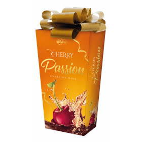 Chocolates filled with cherry in sparkling wine - flavoured alcohol. CHERRY PASSION SPARKLING WINE 210g