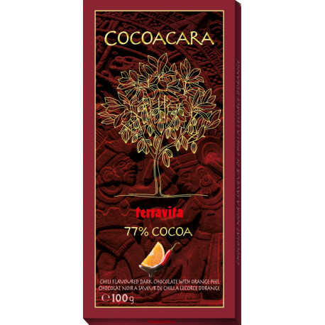 Extra dark chocolate 77% cocoa with orange peel and chili pepper ORANGE AND CHILLI 100g