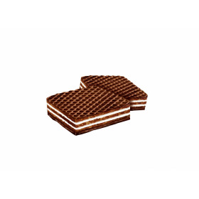 Kakaviniai vafliai su grietinėlės skonio kremu (64%) glaistyti šokoladu KWADRANS BLACK 850g.