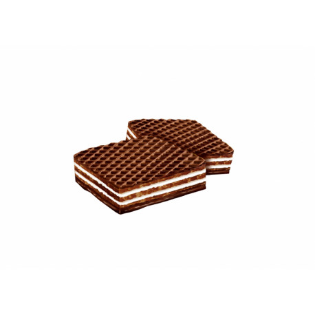 Kakaviniai vafliai su grietinėlės skonio kremu (64%) glaistyti šokoladu KWADRANS BLACK 850g.