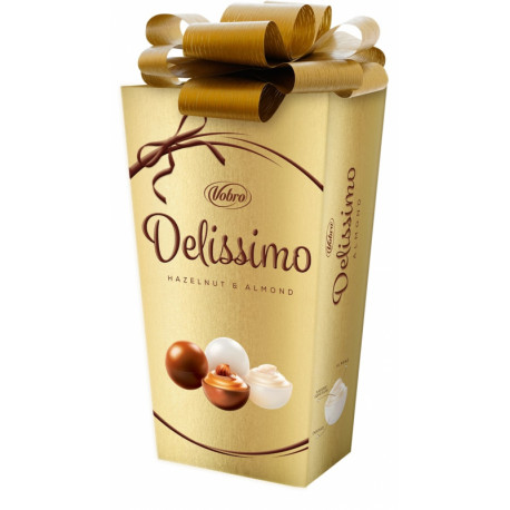 Šokoladiniai saldainiai su lazdynų ir migdolų riešutais DELISSIMO HAZELNUT AND ALMOND PREZENT 182g
