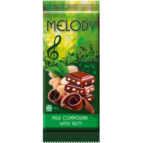 Saldžioji plytelė MELODY WITH NUTS 80g