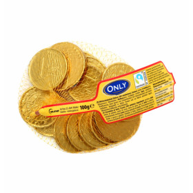 Auksinių monetų pieninis šokoladas GOLD COINS MILK CHOCOLATE 100g.
