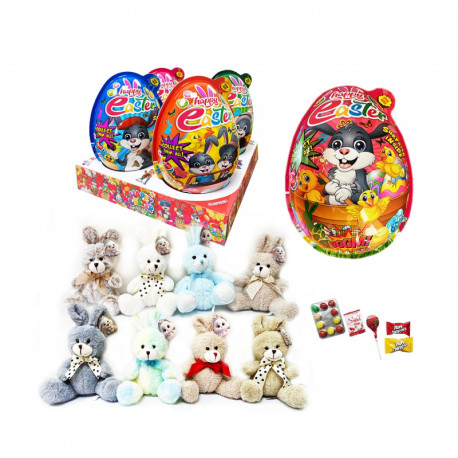 Plastic egg with sweets and toy HAPPY EASTER 50g