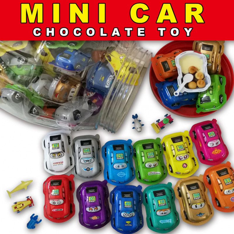 MINI CAR CHOCOLATE TOY 8g 60vnt*6bl car with toy and candy inside