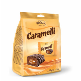 Caramel flavor sweets with filling  in chocolate flavoured coating  CARAMELLI 200g