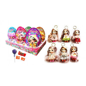 Plastic egg with lollipop, cheing candy, bubble gum and toy TRENDY GIRLS EGG 20g