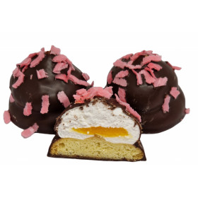 Trapios tešlos sausainiai su baltyminiu kremu, apelsinų skonio įdaru, padengti kakaviniu glaistu POKUSKI 1,4 kg