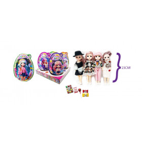 Plastic egg with lollipop, cheing candy, bubble gum and toy LITTLE QUEN PLASTIC  EGG 50g