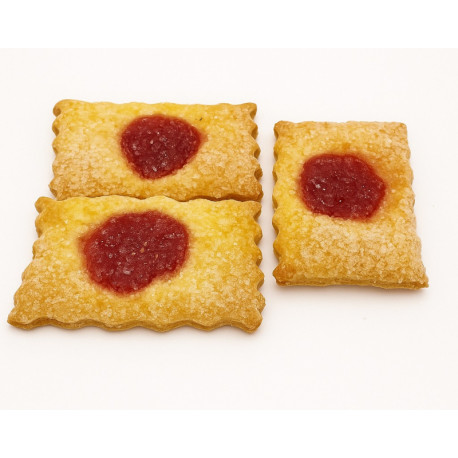 Sluoksniuotos tešlos sausainiai su obuolių ir įvairių vaisių skonio įdaru DOMINO 1,3 kg.