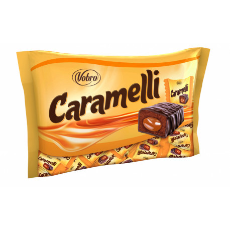Saldainiai su karamelės skonio įdaru su šokolado skonio danga CARAMELLI 1kg